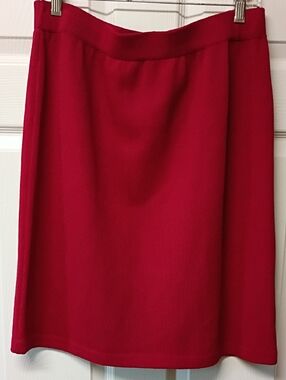 St. John Collection Bold Red Knit Pencil Skirt